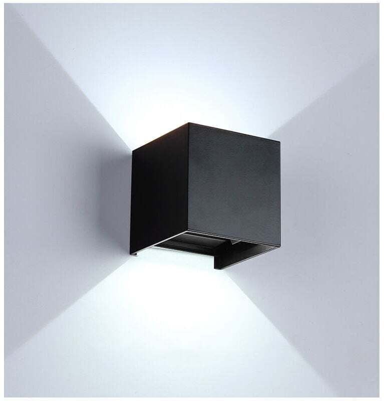 Wandleuchte für den Innen- und Außenbereich, 12 W, 6000–6500 K, verstellbarer Abstrahlwinkel, IP65 wasserdicht – Schwarz