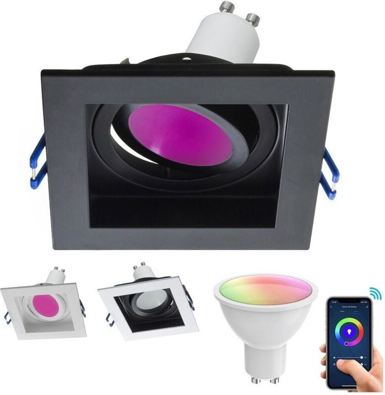 Trade Shop Traesio - Trade Shop - quadratischer led-einbaustrahler smart alexa google GU10 lampe 5W wifi rgb cct 9CM - S...