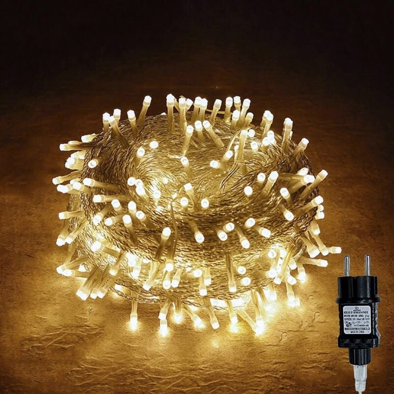 Led Lichterkette Strombetrieben mit Stecker Außen und Innen für Hochzeit Weihnachten Party Warmweiß (Warmweiss, 100LED)