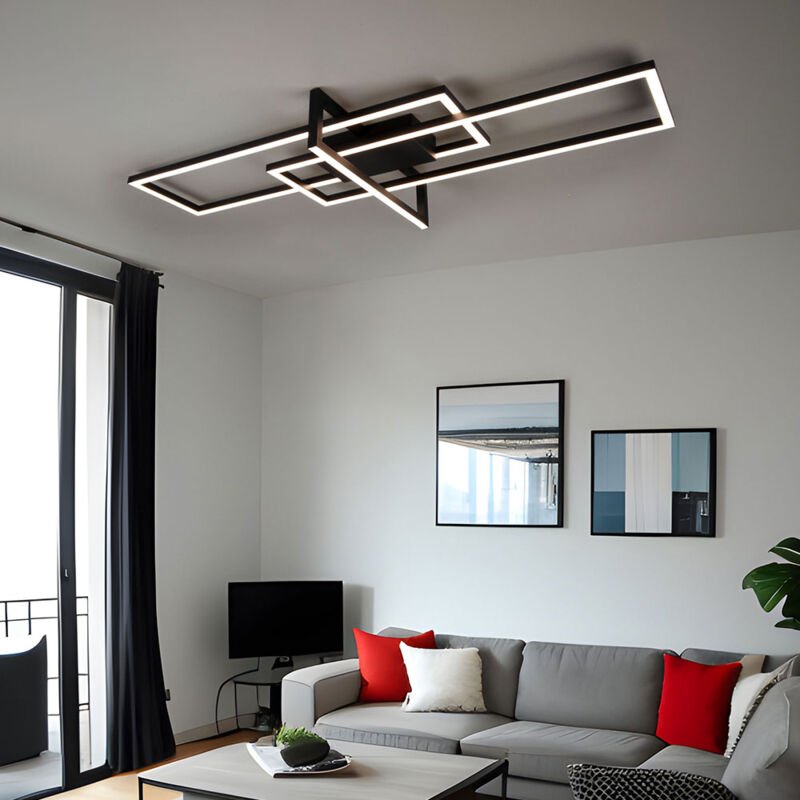 Deckenlampe Esszimmerleuchte Deckenleuchte Wohnzimmerlampe Designleuchte, Metall messing schwarz, Switch Dimmer, led 34W...