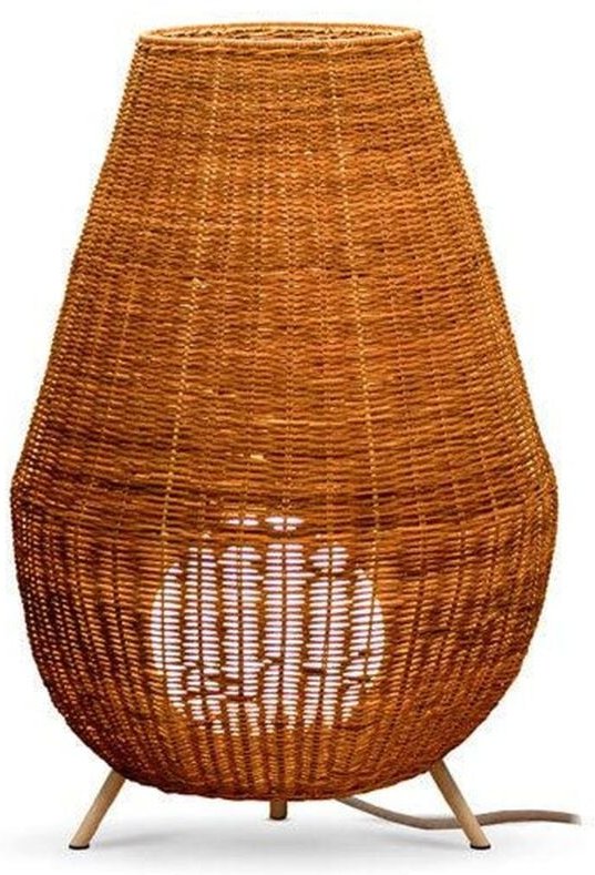 Thumbnail - Licht-erlebnisse - Außenleuchte Rattan led Akku IP54 72 cm hoch mit Fernbedienung dimmbar kabellos tragbar Outdoor Boden...