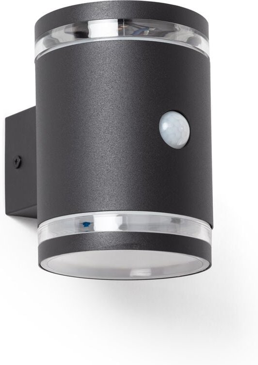 LED Wandleuchte Außen Solar Aluminium mit Bewegungssensor Draco Schwarz