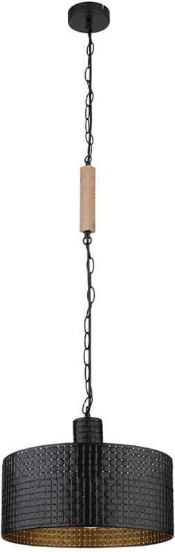 Pendelleuchte Hängelampe Esszimmerleuchte Pendellampe schwarz gold Holz 1 flammig, Metall mdf, 1x E27 Fassungen, DxH 35x...