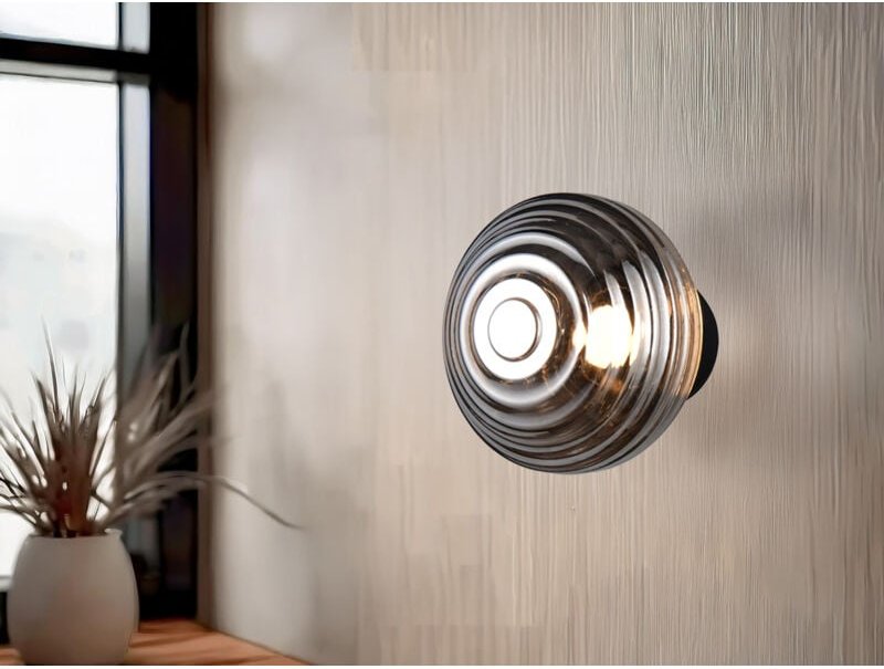 Reality Leuchten - Akku Wandleuchte earl mit Rauchglas Lampenschirm dimmbar, ø 15,5cm