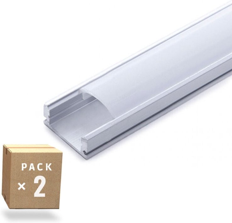 Greenice - Paket 2 Profil de Aluminium para led s Diffusor Milchig Streifen 2M