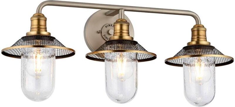 Badezimmerleuchte Wandleuchte Wandlampe Stahl Glas klar Messing IP44 3-flammig