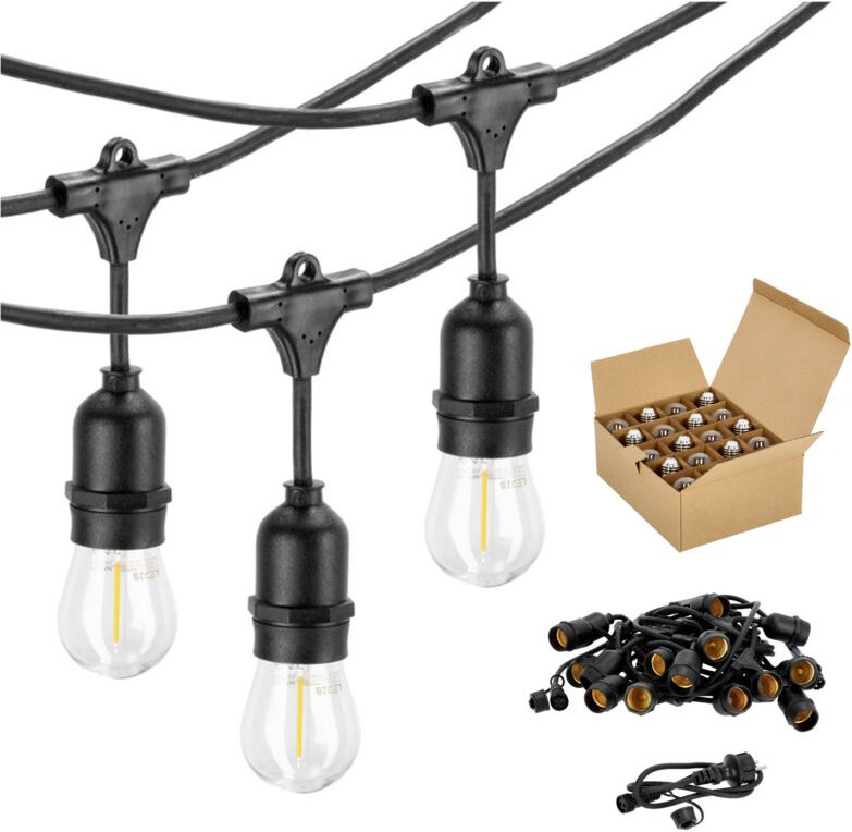 LED-Lichterkette 20m + 20 Glühbirnen 1W 2700K