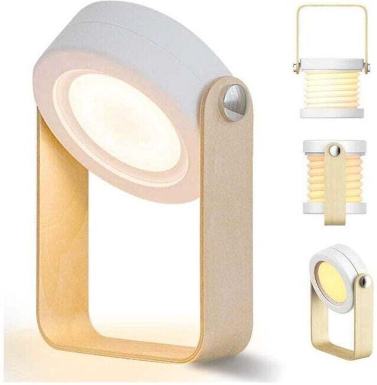 Berührungsempfindliche LED-Nachttischlampe mit einstellbarer Helligkeit, Retro-Tischlampe mit Holzgriff, 3 Helligkeitsst...