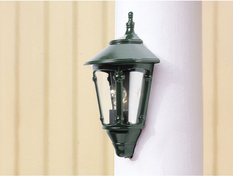 Meinewunschleuchte - Außenwandleuchte led Laterne Halbschale Aluminium Grün, Höhe 44cm