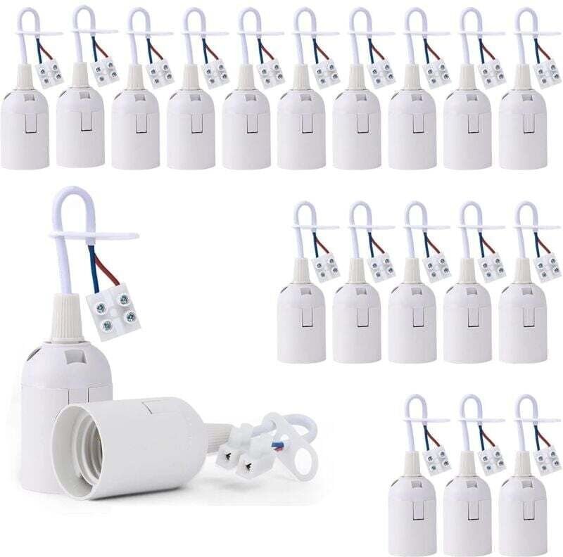 20 Stück E27 Lampenfassungen mit Phasenprüfer, Lampensockel, Pendelleuchtenfassung, Baustellen- und Renovierungsersatzfa...