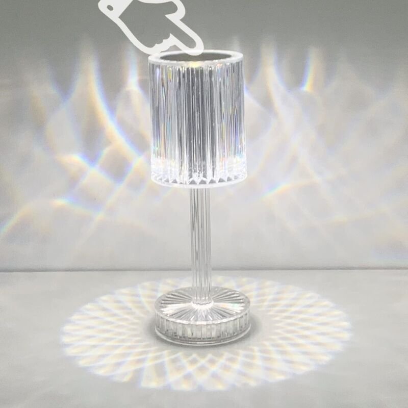 Kristall-LED-Tischleuchte, wiederaufladbare kabellose Tischleuchte, dimmbare LED-Nachttischlampe mit Touch-Funktion für ...