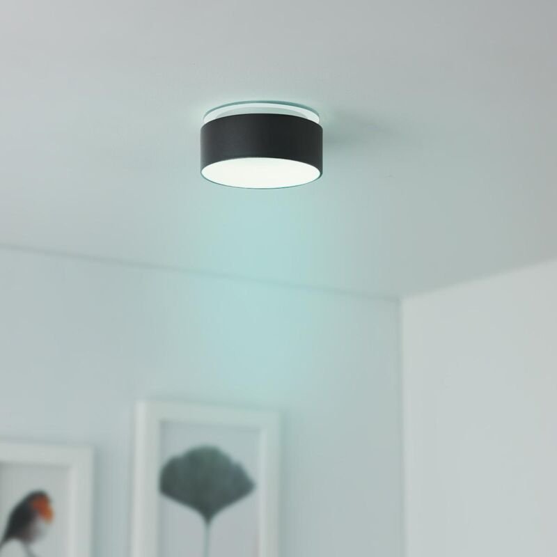 Einbaustrahler Rahmen rund indirektes Licht - Farbe: Schwarz - LED Leuchtmittel: GU10 5W RGB+CCT