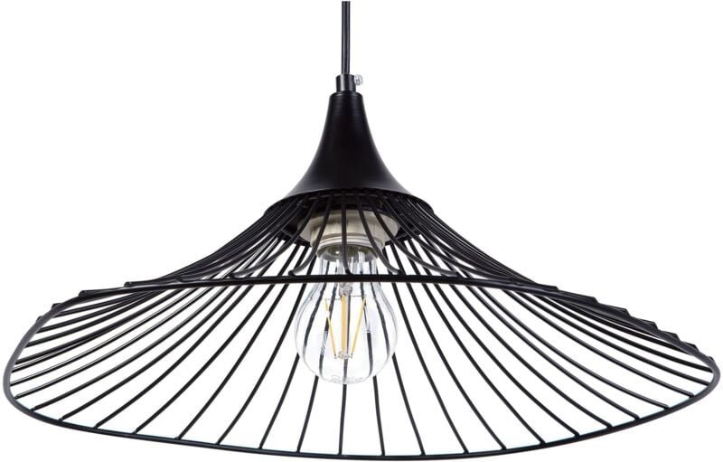 Hängeleuchte Schwarz Metall Glühbirnen-Optik Schirm mit Gitter in Trichterform für Wohnzimmer Esszimmer Minimalistischer...