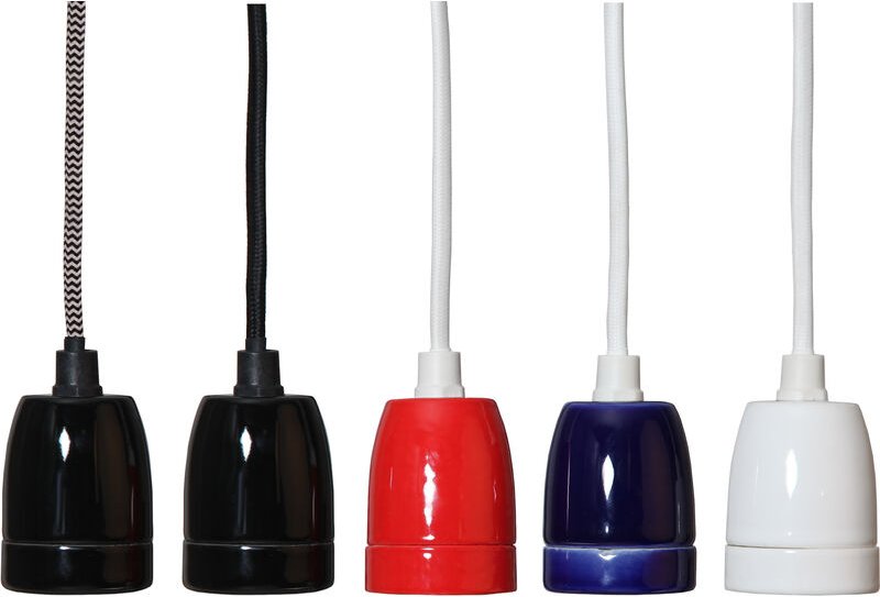 Kabel 'Glaze', E27, schwarzes Porzellan