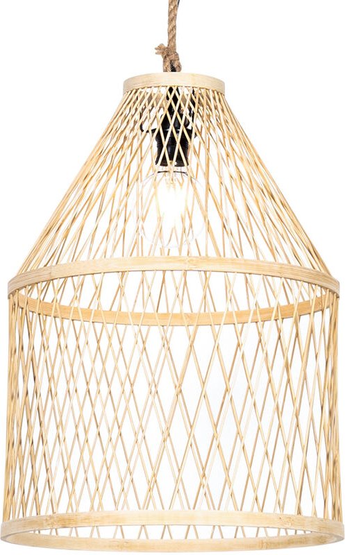 Ländliche Hängelampe für den Außenbereich, Rattan, 40 x 55 cm – Calamus