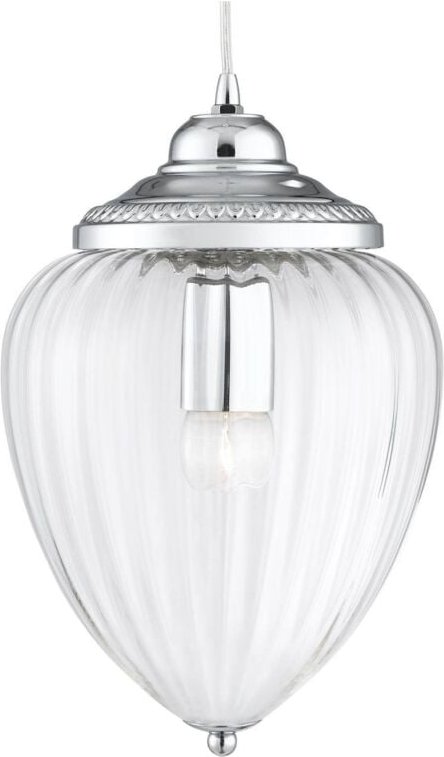 Searchlight - Pineapple - 1 Lichtanhänger Chrom gerippt Glasschirm, E27