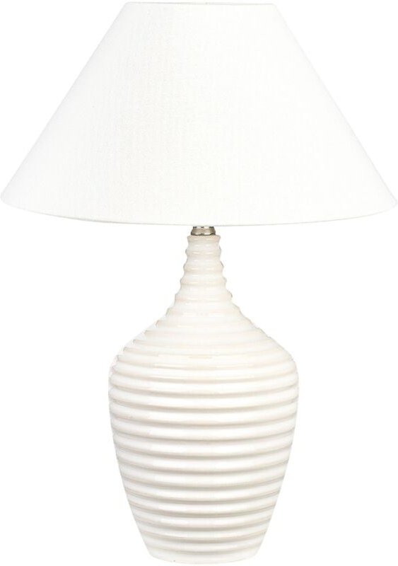 Beliani - Tischlampe Beige Keramiksockel Stoffschirm Raumbeleuchtung Nachttischlampe