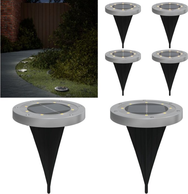 Solar-Bodenleuchten mit Erdspieß 4 Stk. Warmweiß - Solarlaterne - Gartenbeleuchtung - Außenscheinwerfer - LED-Strahler -...