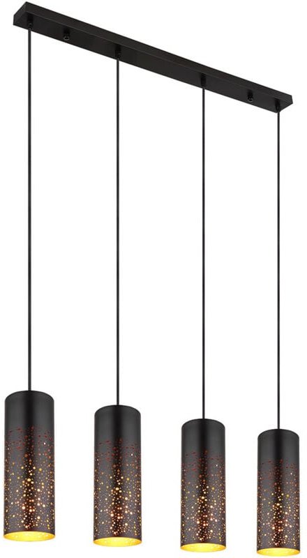 Globo - Pendelleuchte Hängelampe Deckenlampe Esszimmerleuchte Schwarz Goldfarben Dekor