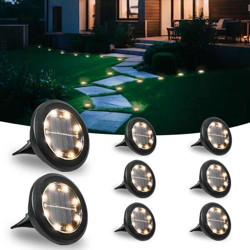 8er-Pack LED-Solarleuchten für den Außenbereich, warmweißes Gartenlicht, wasserdichte LED-Strahler, dekorative Solarleuc...