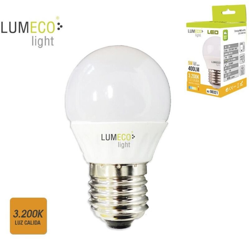 EDM - Sphärische LED-Glühbirne E27 5W 400lm 3200K warmes Licht Ø4,5x8cm