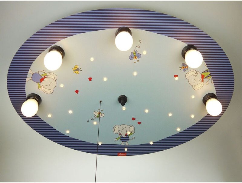 Niermann - led Kinder Deckenleuchte mit bunten Elefanten Zugschalter für LED-Schlummerlicht