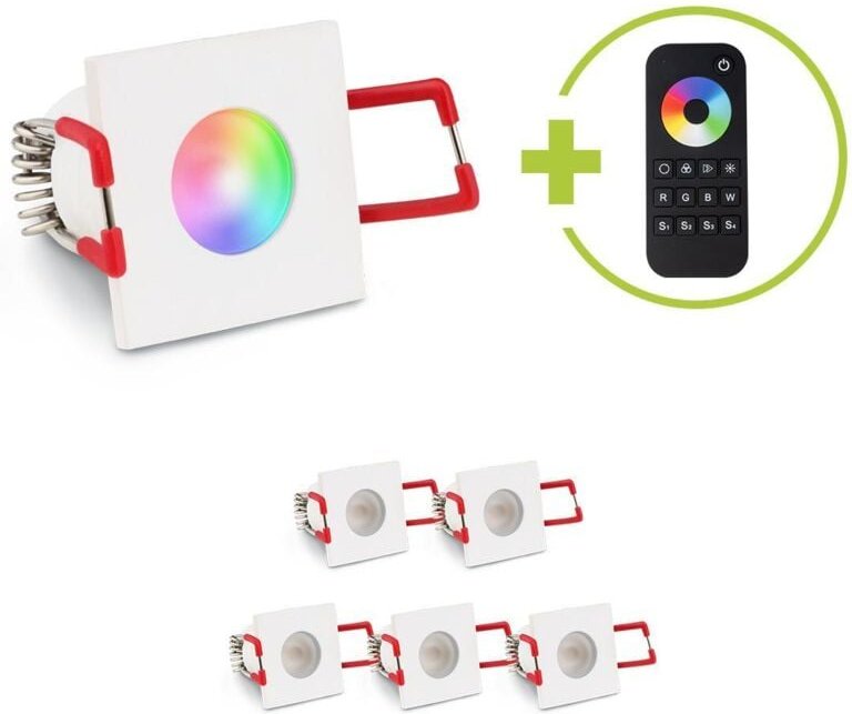 Einbaustrahler Mini Livorno eckig 3W RGBW IP65 - Farbe: weiß - Anzahl: 6x