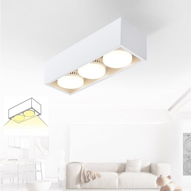 Thumbnail - Deckenleuchte Aufputz led Deckenspots - Weiß Deckenstrahler Modern Aufbaustrahler mit 3 Flammig Schwenkbar Aufbauspot Ec...
