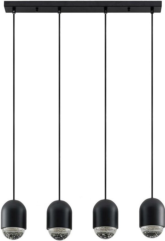 Lucande - Amielle Pendellampe, vierflammig, schwarz - Schwarz, klar
