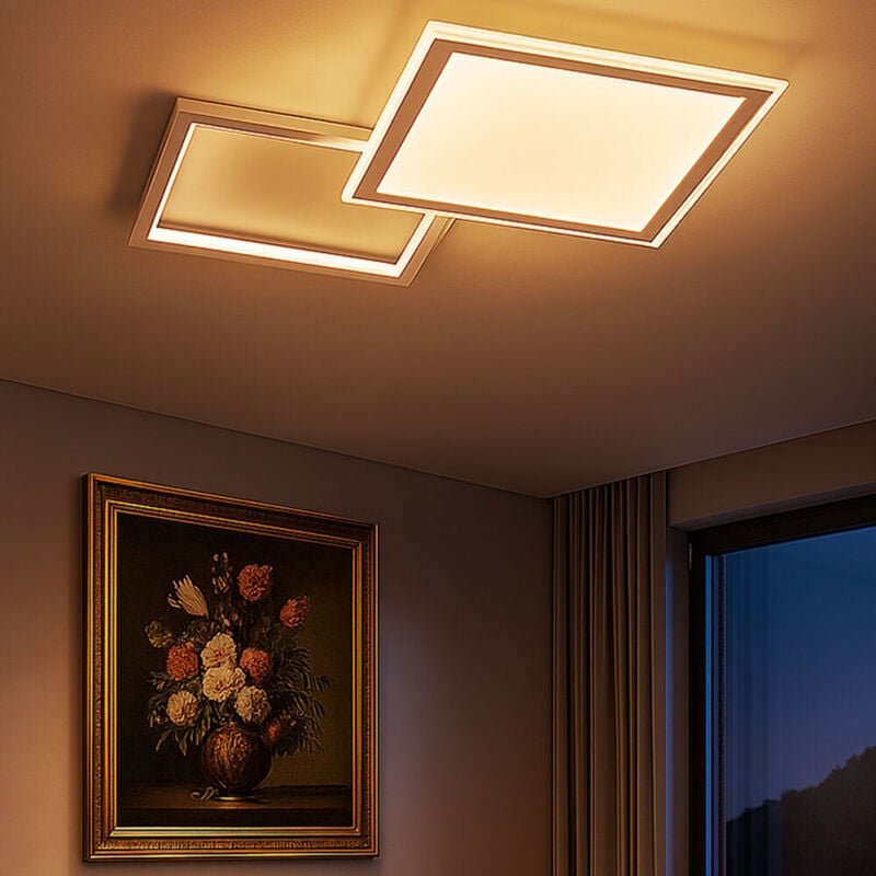 Led Deckenleuchte mit Fernbedienung Deckenleuchte Esszimmer dimmbar cct, Aluminium silber, 36W 2000Lm, LxBxH 51x51x4,5 c...
