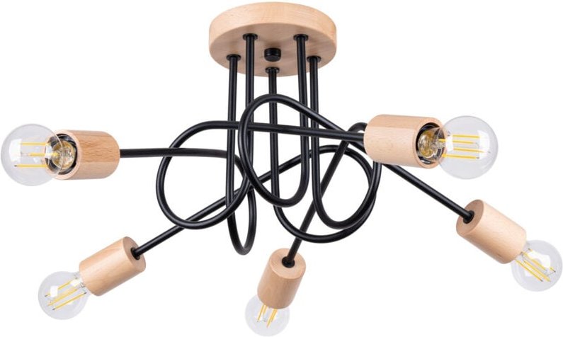 Sollux Ember Minimalistische halbbündige Decke 5 Lichter Schwarz