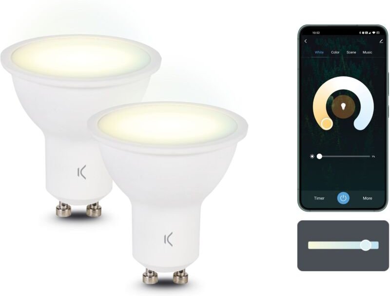 Ksix - SmartLED GU10 Smart Bulbs , 5,5 w äquivalent 35 w, Pack 2, 400 lm, App Compatible Alexa, Google Home und Siri, cc...