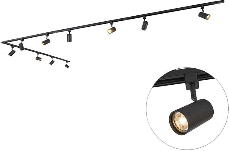 Smartes Schienensystem schwarz 1-phasig 10-Licht inkl. WiFi GU10 - Iconic Jeana
