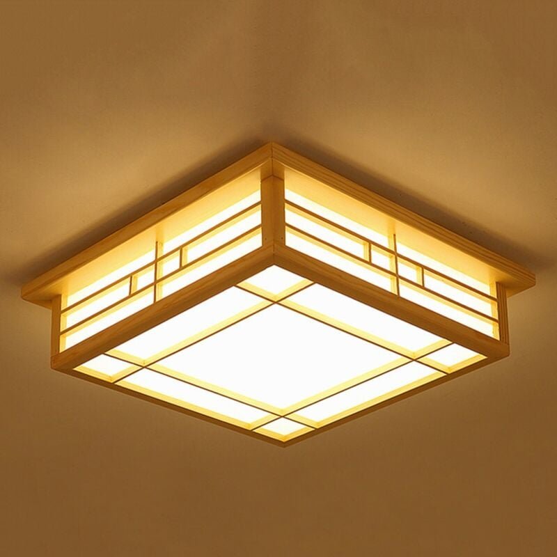 Senderpick - 35x35cm Japanische Deckenleuchte, LED-Licht, japanische Lampe aus Massivholz für Tatami, Wohnzimmerlicht fü...