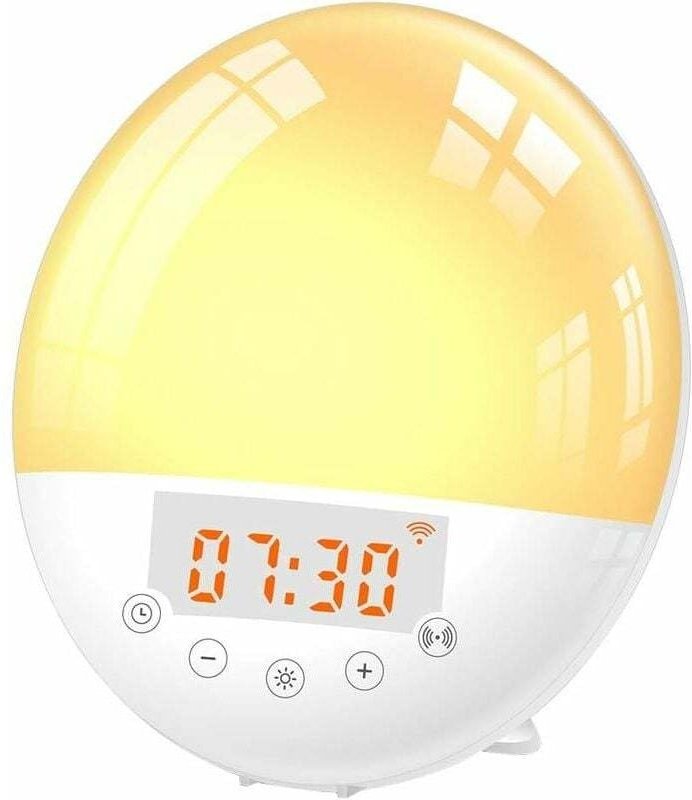 Lumière de réveil intelligente WiFi, double réveil avec application/Alexa Control Sunrise/Sunset Simulation Snooze Funct...