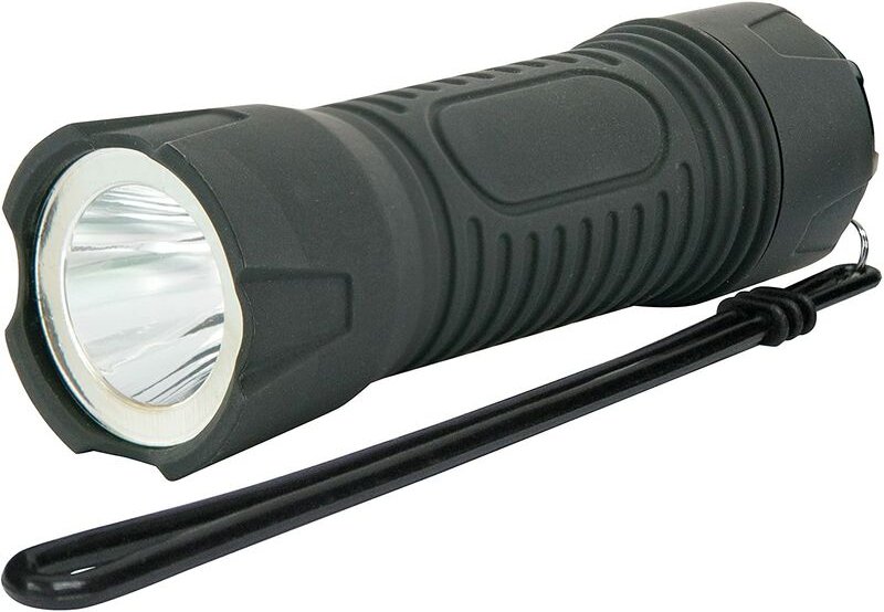 Schwaiger - led cob Taschenlampe mit Batterie spritzwassergeschütztes Gehäuse schwarz