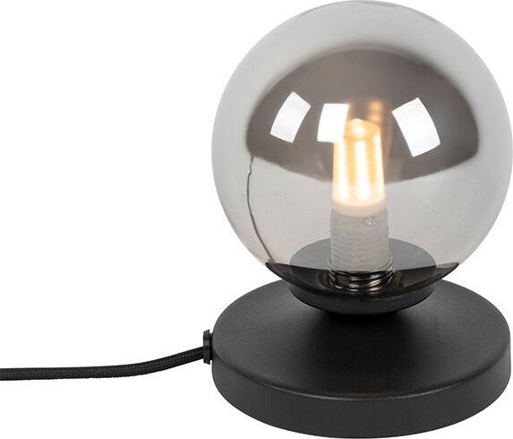 Moderne Tischlampe schwarz mit Rauchglas - Athen