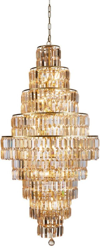 Empire Kronleuchter mit 13 Leuchten, satiniertes Messing, Champagnerglas - Searchlight