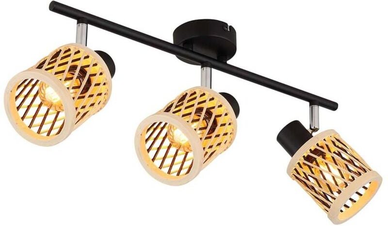 Deckenleuchte Wohnzimmerlampe Deckenlampe schwarz matt Bambus L 45 cm