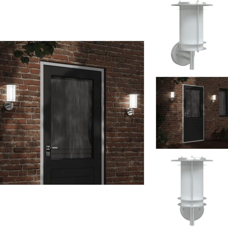 Außenwandleuchte Silbern Edelstahl - Outdoor Wandleuchte - Edelstahl Leuchte - Gartenleuchte - Gartenbeleuchtung - Wette...