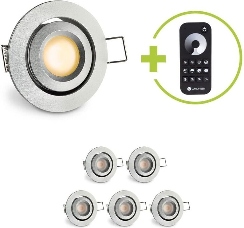 Einbaustrahler Mini schwenkbar Matera 3W 2700K IP44 - Farbe: silber - Anzahl: 6x