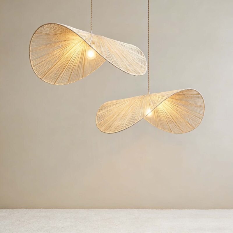 2er Set Handgefertigte Boho Hängelampen Modern, Dekorative Pendelleuchten für Schlafzimmer Wohnzimmer Esszimmer, Warme I...