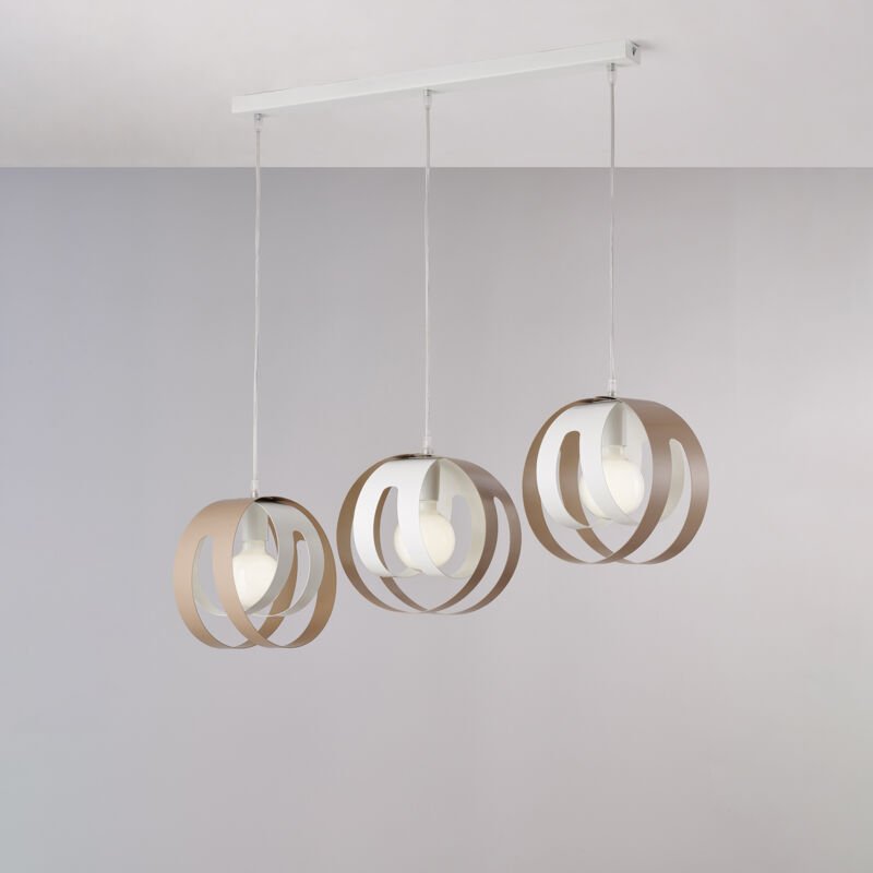 Tobias Pendelleuchte Weiß/Taubengrau, rechteckige Rosette, 3x E27, L86x26 cm – BL302-BIN3-BT - Belight