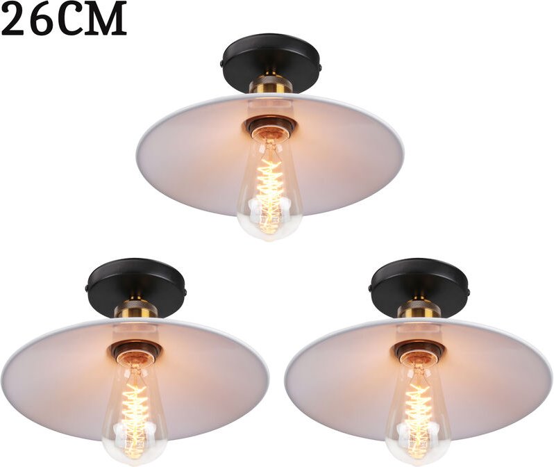 Axhup - Pendelleuchte Weiß Hängelampe mit Ø26cm Lampenschirm Kronleuchter Art Edison Lampe E27 Fassung für Loft Wohnzimm...