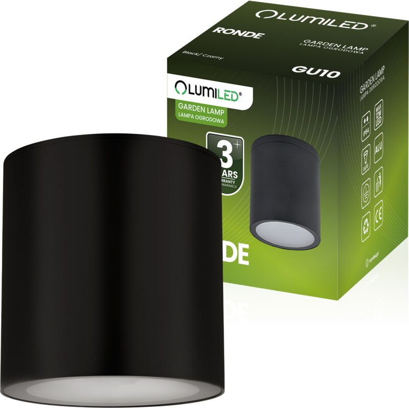 Aufputz-Gartenleuchte, Röhrenform, GU10, LED, IP54, rund, 95 mm, RONDE LUMILED