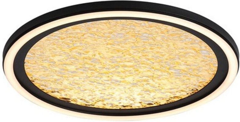 Searchlight Luna LED-Deckenleuchte, Sandschwarzes Metall & Goldfarbener Kunststoffdiffusor