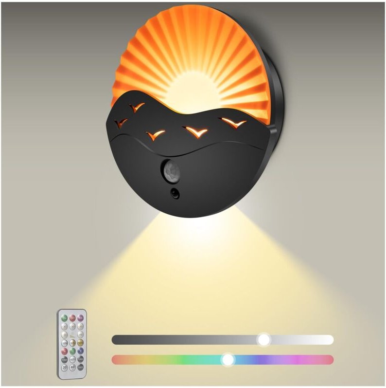 Bewegungsmelder-Nachtlicht mit Fernbedienung und Timer - Wiederaufladbare LED - Magnetisch - Farbwechsel - Für Kinder, S...