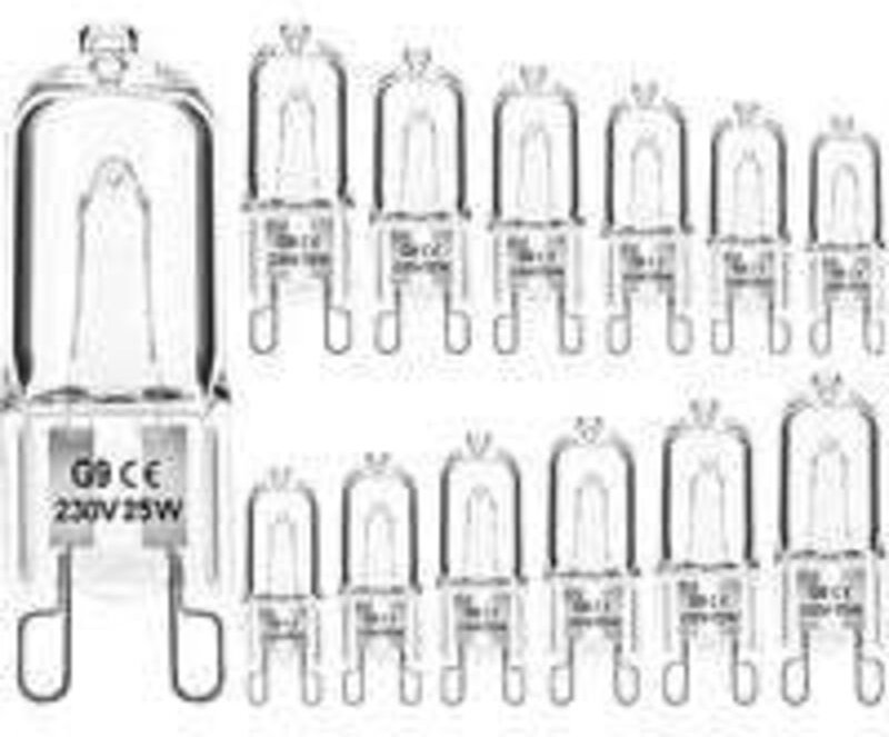 Ersandy - 12er-Pack G9-Halogenlampen, klare Kapsel, dimmbar, 25 w, 230 v, Warmweiß, für Backofen, Mikrowelle, Herd, Deck...