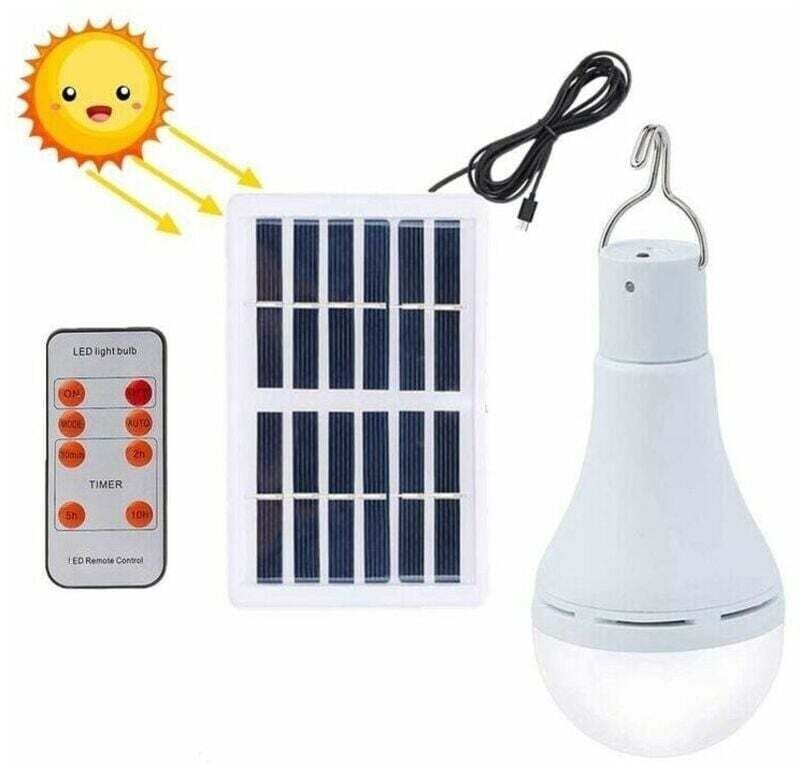 Ulisem Wasserdichte Solar-LED-Glühbirne mit Fernbedienung und Timer, Außenbeleuchtung, ideal für Garten, Wandern, 9 W