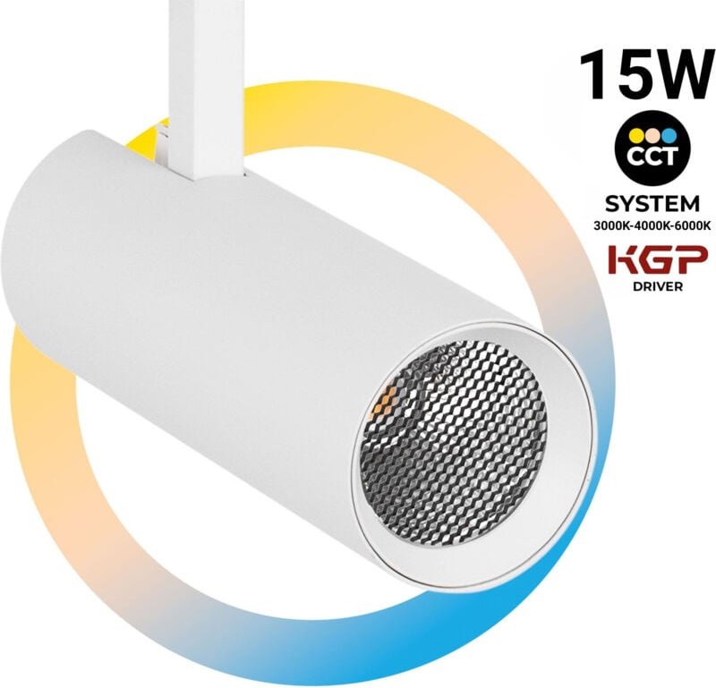 LED-Projektor für einphasige Schienen - CCT - 15W - CRI 90 -